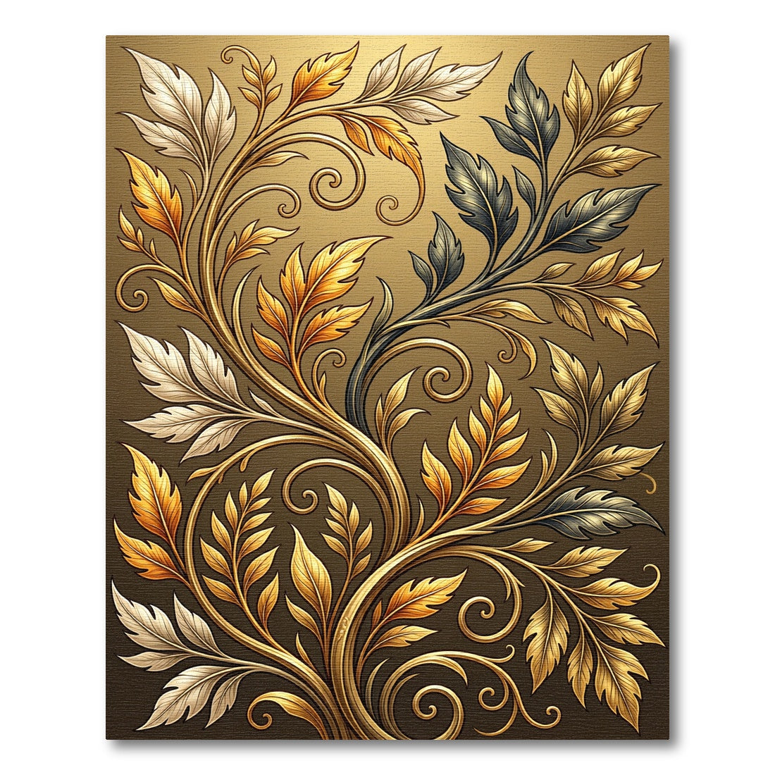 Elegant Gilded Filigree Botanical Swirl Rug