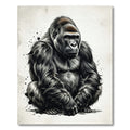 Charcoal Silver Majestic Gorilla Portrait Rug