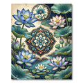 Elegant Blue Lotus Mandala Floral Rug