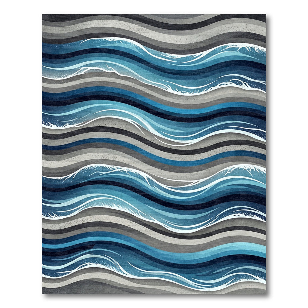 Abstract Blue Wave Rippled Ocean Rug