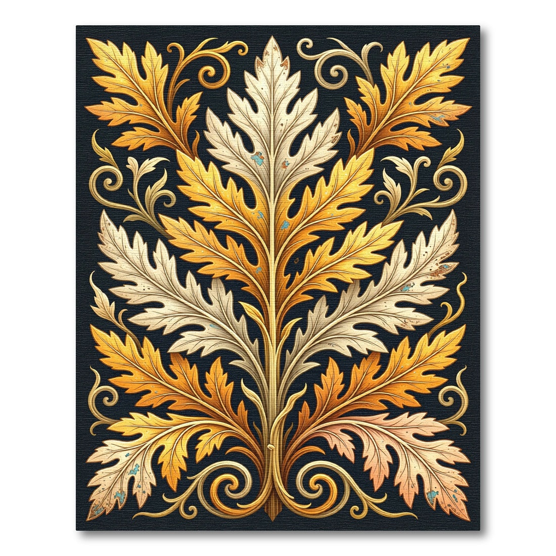 Gilded Golden Acanthus Leaf Scroll Rug