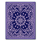 Deep Blue Floral Medallion Scrollwork Rug