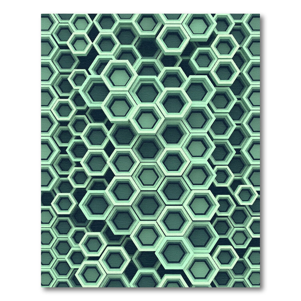 Modern Mint Geometric Honeycomb Wall Rug