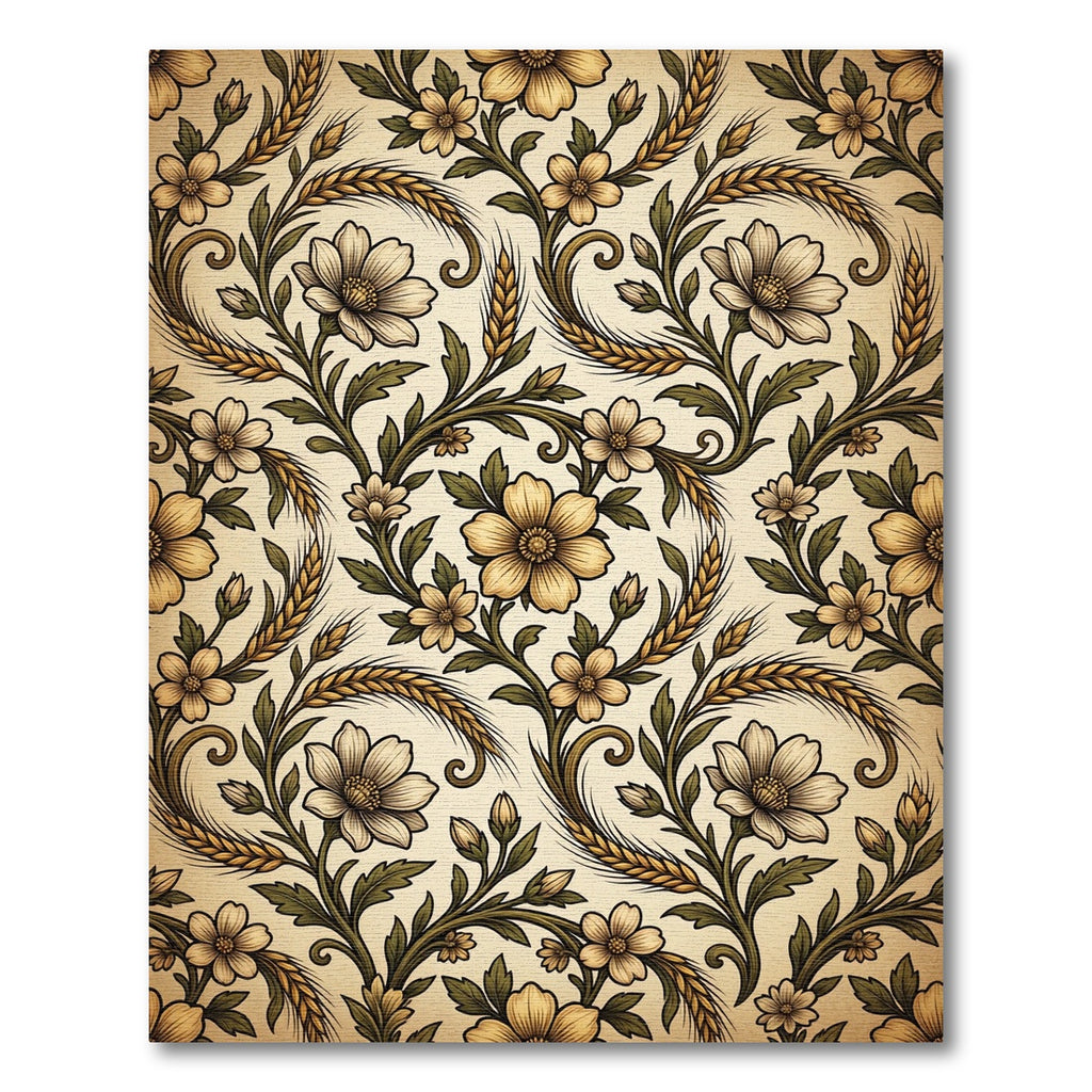 Golden Wheat Floral Vine Rug