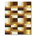 Metallic Brown and Cream Geometric Grid Rug