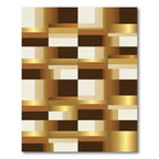 Metallic Brown and Cream Geometric Grid Rug