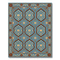 Elegant Blue Floral Damask Tile Rug