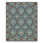 Elegant Blue Floral Damask Tile Rug
