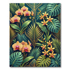 Art Deco Tropical Orchid Gold Foil Rug