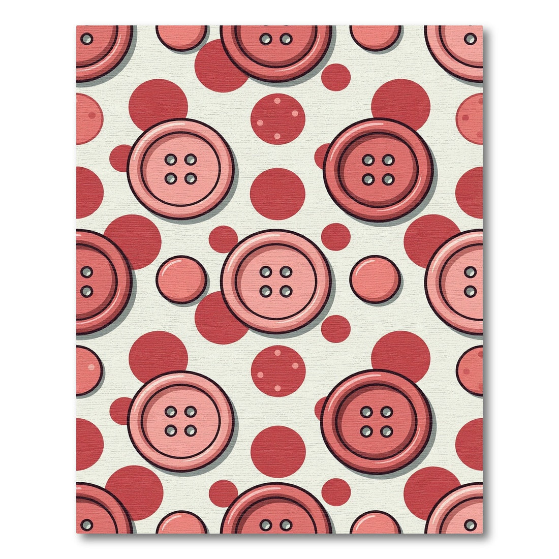 Pink Buttons Red Polka Dot Repeat Rug