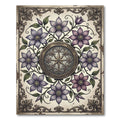 Vintage Violet Clematis Floral Compass Rug