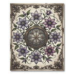 Vintage Violet Clematis Floral Compass Rug