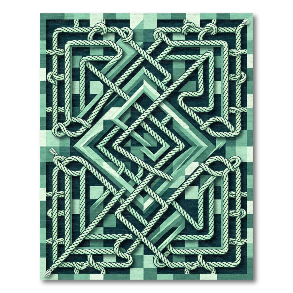 Geometric Sage Rope Knot Medallion Rug