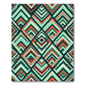 Coral Teal Geometric Diamond Chevron Rug