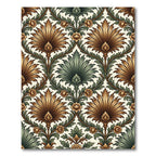 Elegant Gold and Sage Foliage Damask Rug