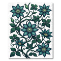Deep Teal Floral Vine Art Rug