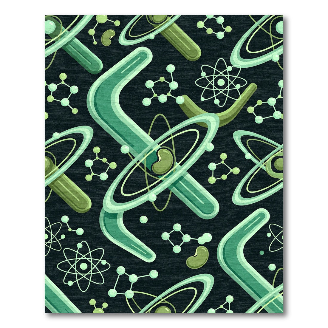 Green Science Abstract Molecular Orbit Rug