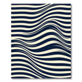 Modern Navy and Cream Wavy Stripe Rug