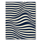 Modern Navy and Cream Wavy Stripe Rug