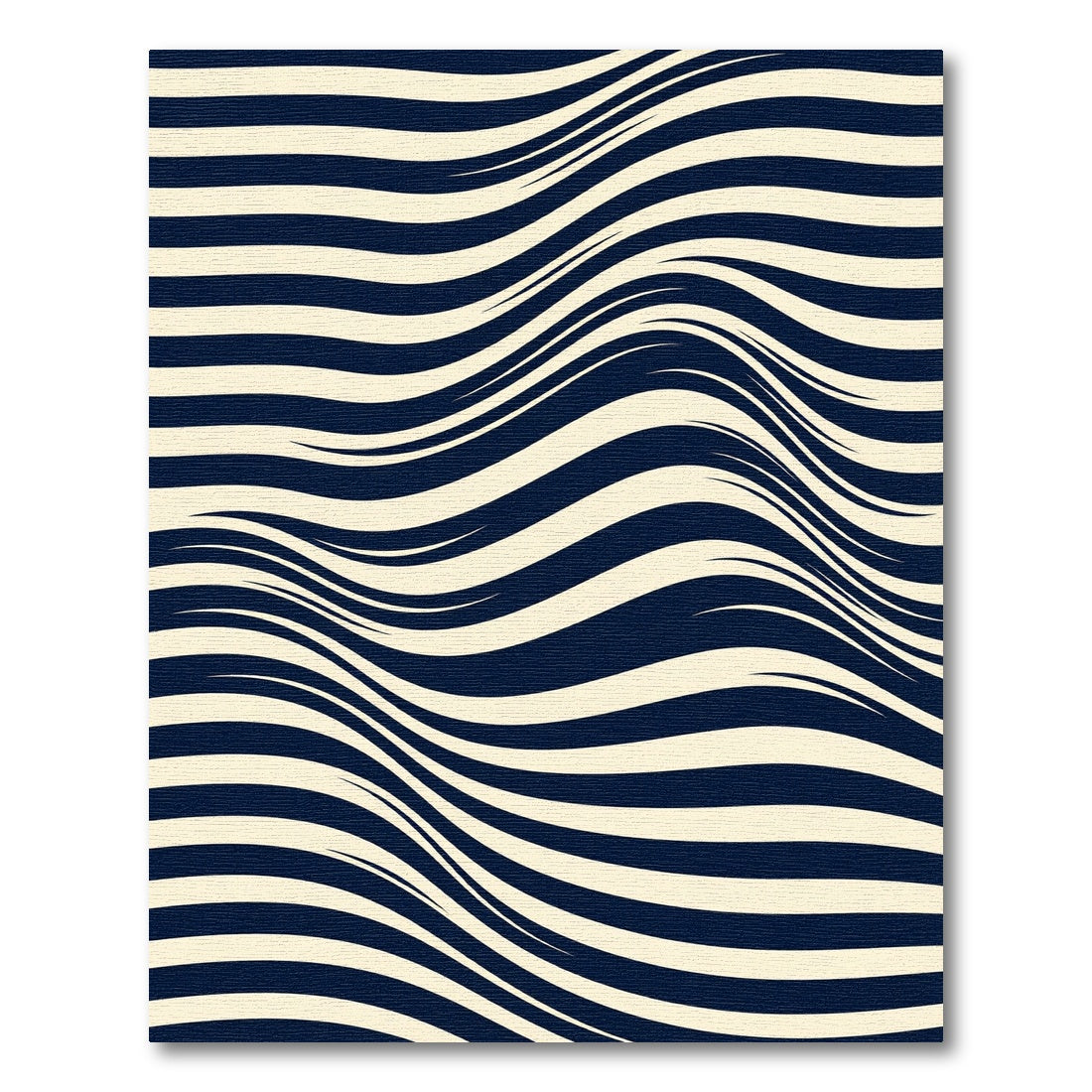 Modern Navy and Cream Wavy Stripe Rug