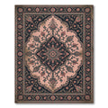 Elegant Pink and Charcoal Floral Medallion Rug