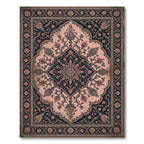 Elegant Pink and Charcoal Floral Medallion Rug