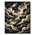 Celestial Golden Nebula Swirl Galaxy Rug