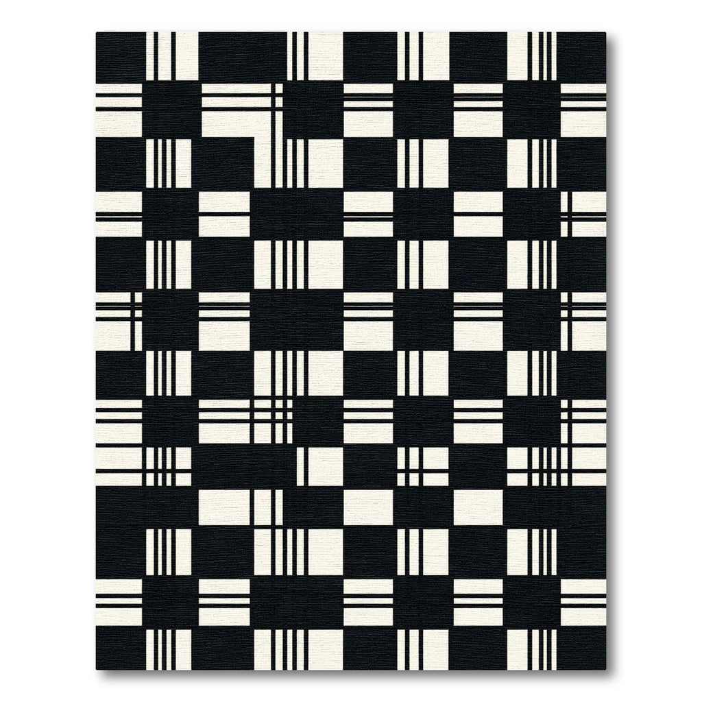 Modern Monochrome Grid Geometric Rug