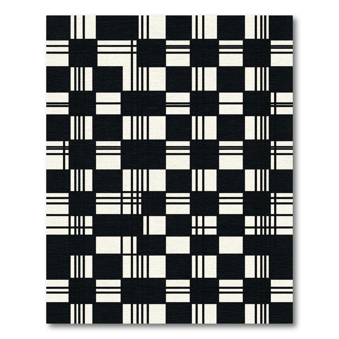 Modern Monochrome Grid Geometric Rug