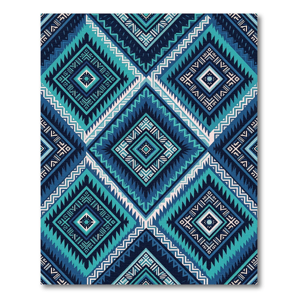 Blue Geometric Aztec Diamond Echo Rug