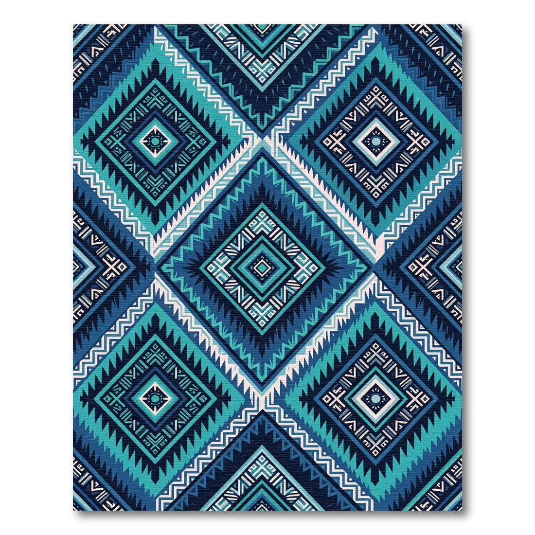 Blue Geometric Aztec Diamond Echo Rug