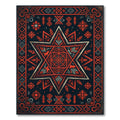 Crimson Geometric Star Folk Art Rug