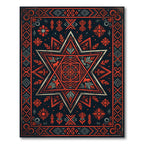 Crimson Geometric Star Folk Art Rug