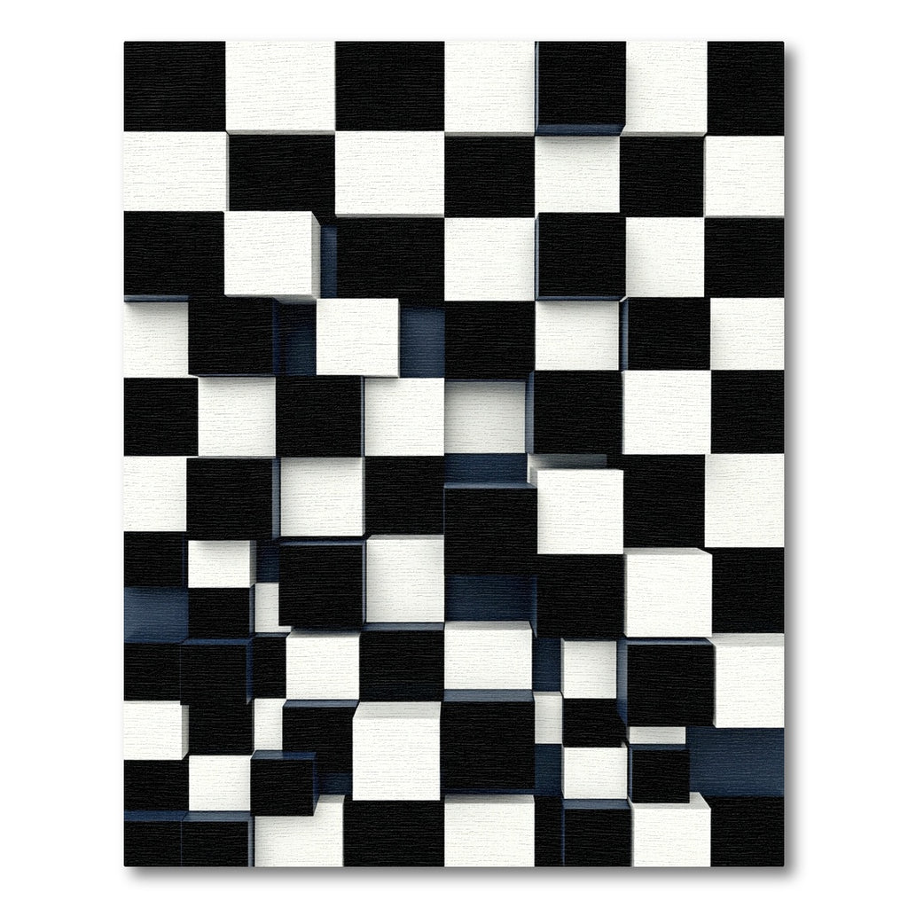 Modern Monochrome Geometric Three Dimensional Cube Rug