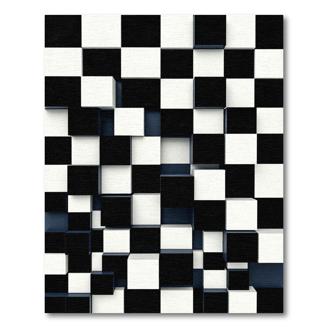 Modern Monochrome Geometric Three Dimensional Cube Rug