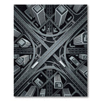Monochromatic Architectural Grid Cityscape Rug