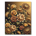 Golden Rose Chrysanthemum Blossom Arrangement Rug