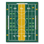 Athletic Green Gold Stadium Grid Rug