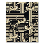 Playful Tabby Cats on Striped Background Rug