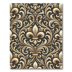 Elegant Gold Fleur de Lis Damask Rug