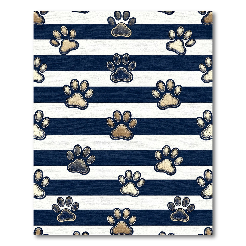 Navy Blue Striped Golden Paw Rug