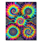 Vibrant Psychedelic Neon Swirl Kaleidoscope Rug