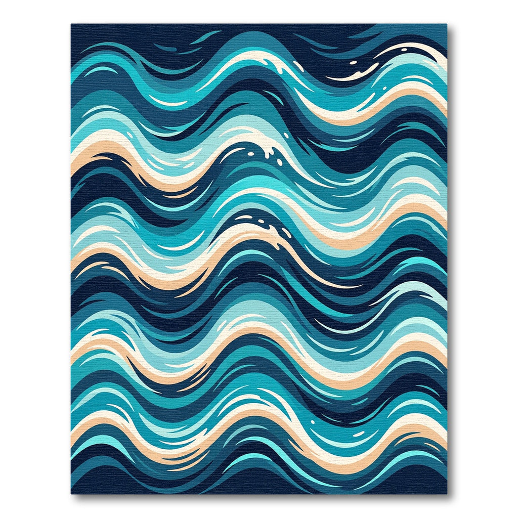 Abstract Oceanic Waves in Cyan and Navy Rug