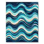 Abstract Oceanic Waves in Cyan and Navy Rug