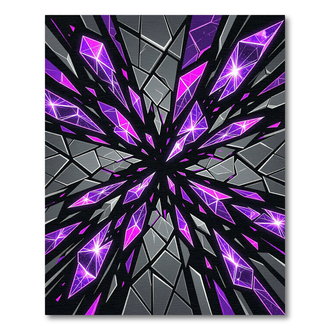 Cosmic Purple Crystal Shard Explosion Rug