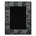 Silver Geometric Maze Border Rug