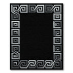 Silver Geometric Maze Border Rug