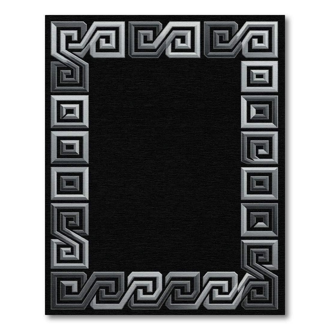 Silver Geometric Maze Border Rug