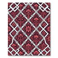 Crimson Floral Geometric Damask Lattice Rug