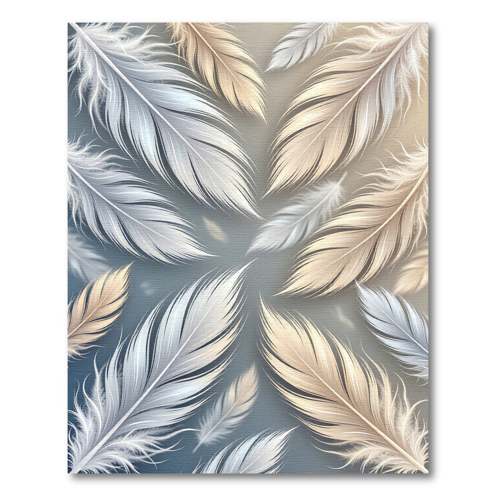 Subtle Feather Swirl White Tan Rug